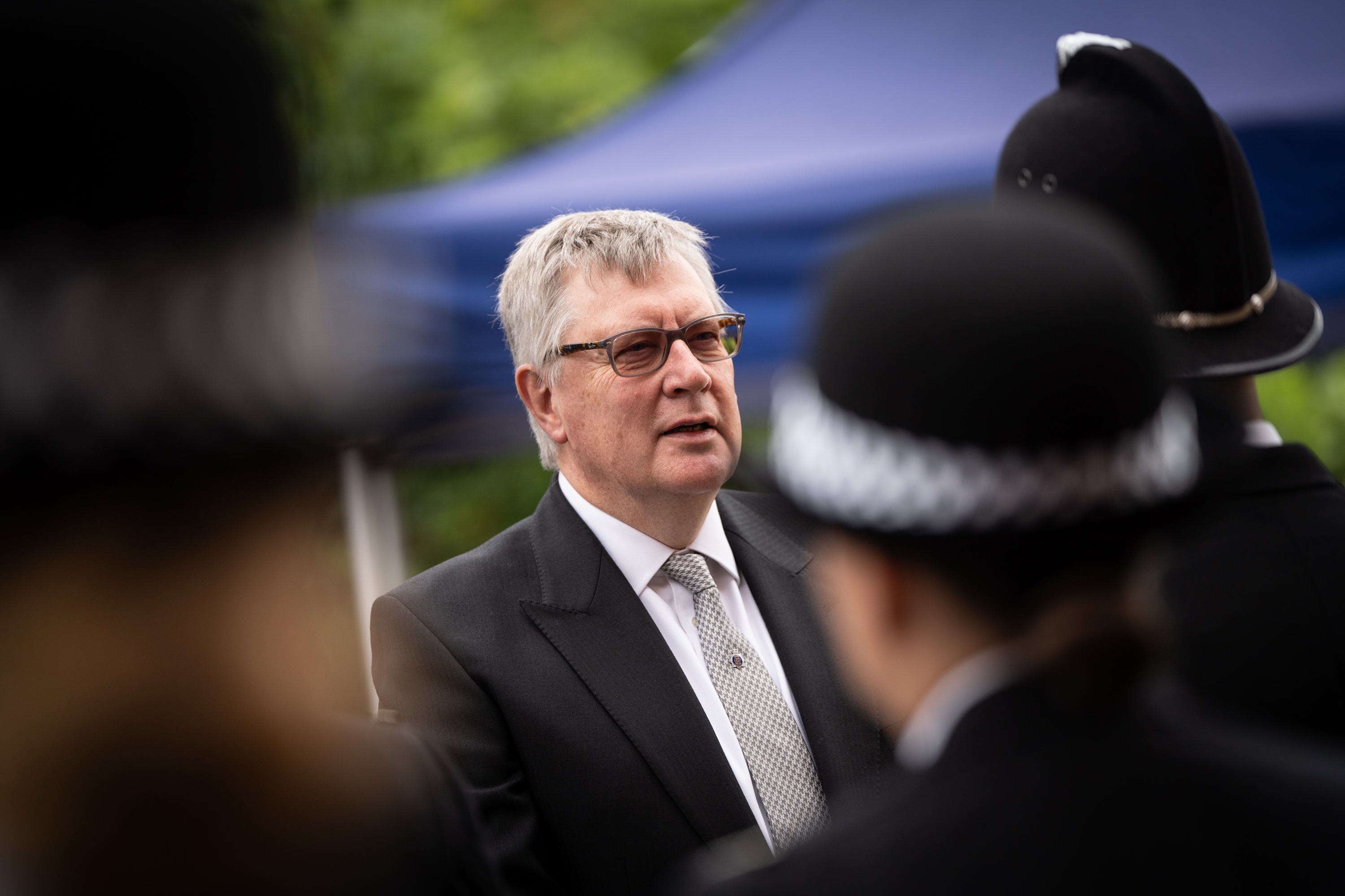 Roger Hirst with police officers