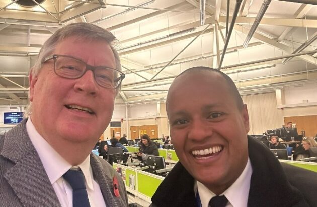 PFCC Roger Hirst and Ch Supt Timothy Tubbs in the Essex Police control room