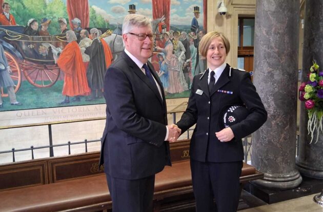 PFCC shaking hands with new CC Rachel Nolan