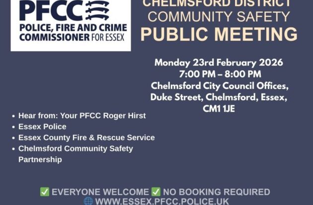 Chelmsford public meeting 2026 poster
