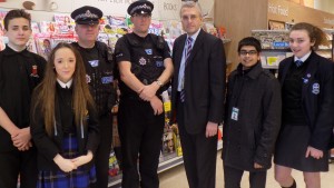 PCC Nick Alston with Harlow officers and pupils