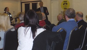 Nick speaks to the audience at the Rochford public meeting