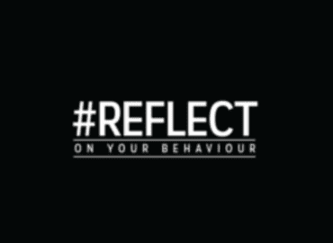 #Reflect logo written in white on a black background