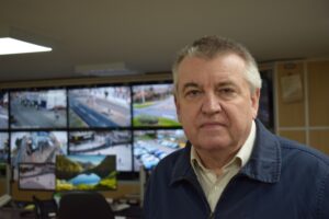 Cllr Paul Honeywood in the CCTV Control Centre.